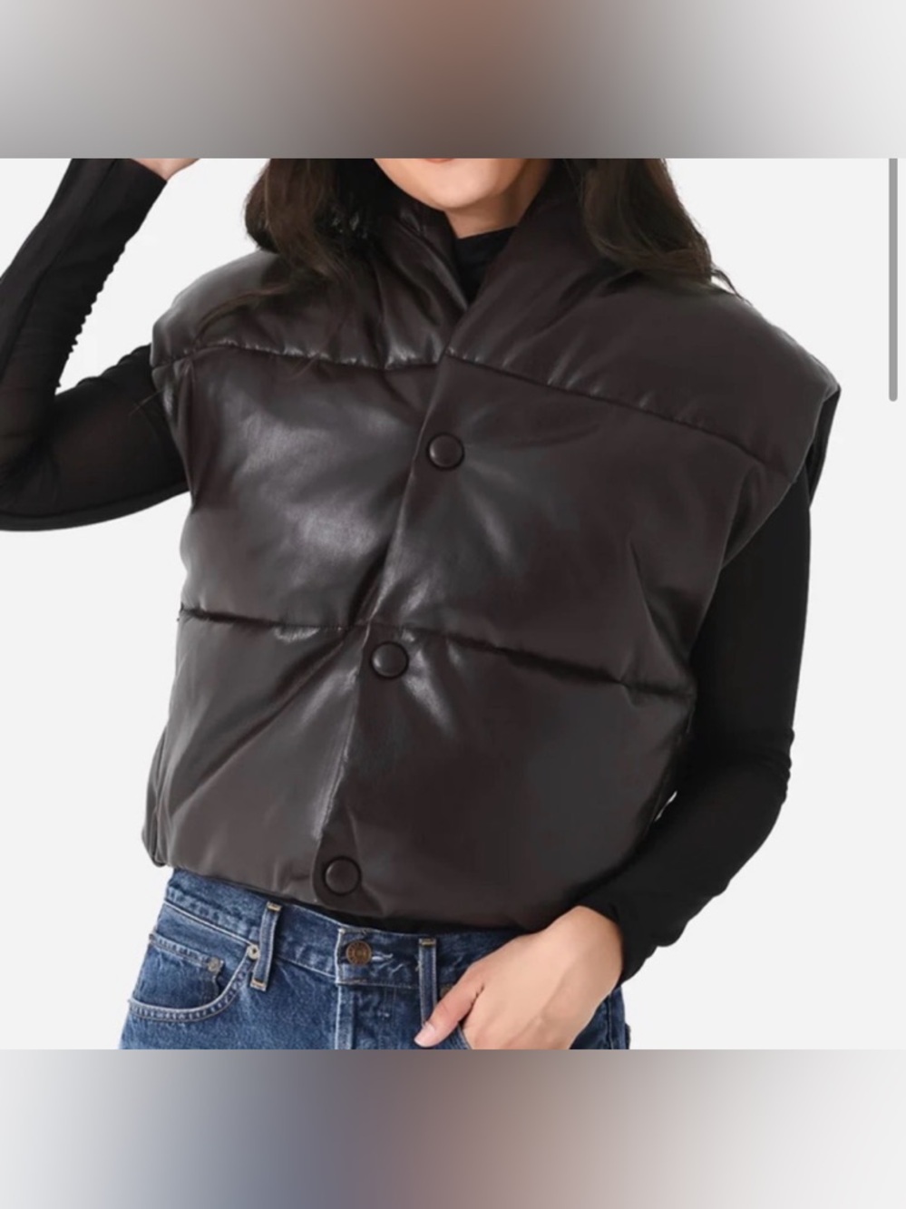 ALC Willow Brown Vegan Leather Puffer Vest